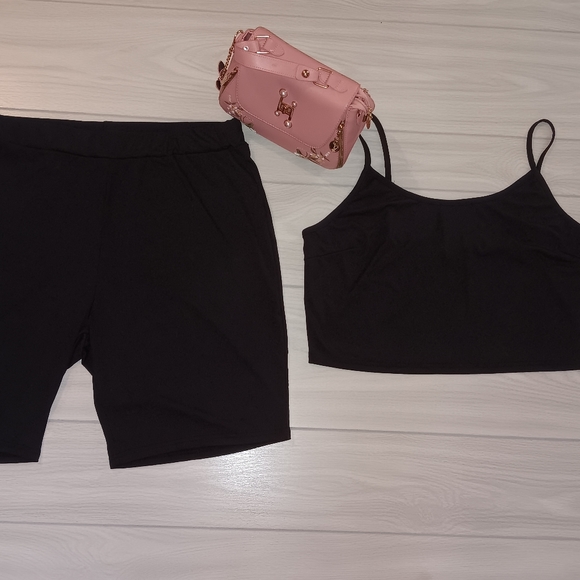 Athleisure Casual Sports Two-Piece High Elastic U-Shaped Sleeveless Camis Shorts - Picture 6 of 16